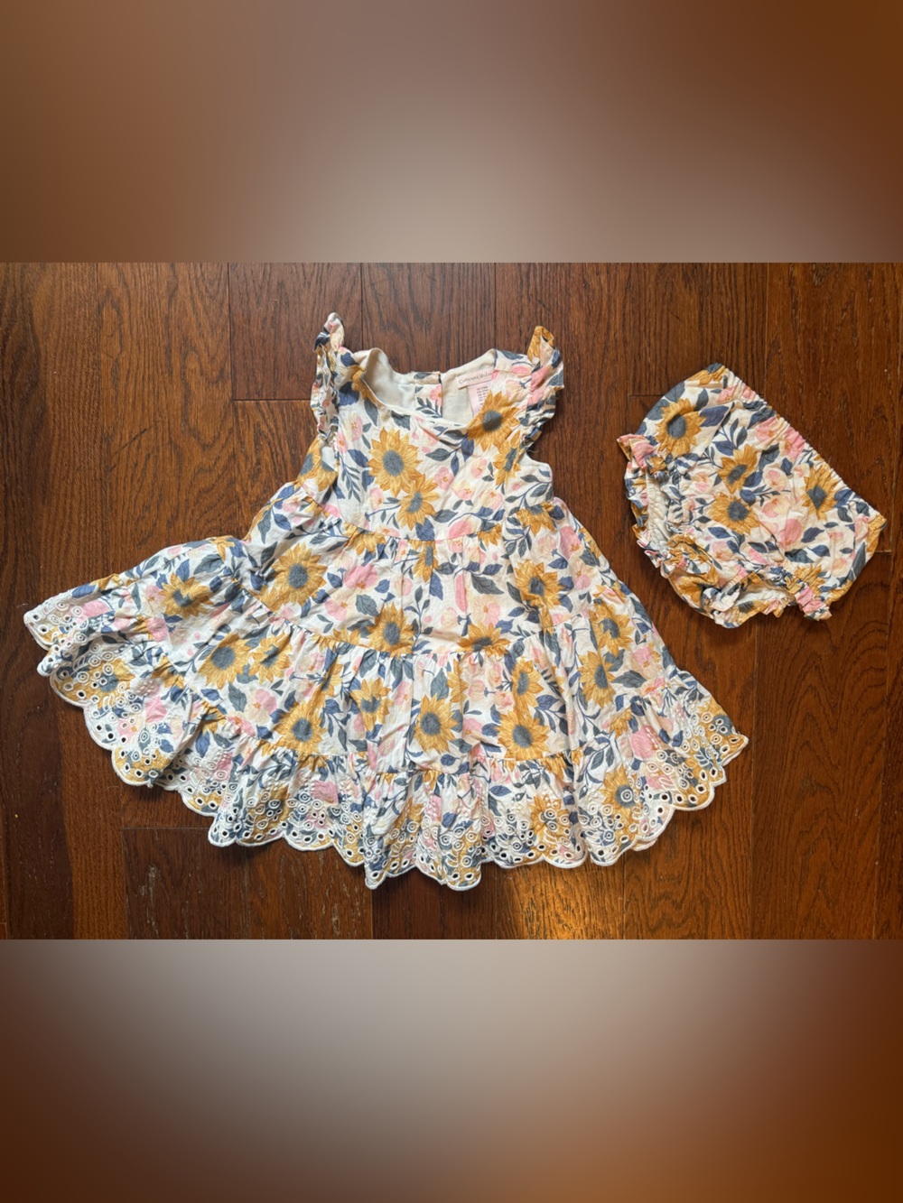 Catherine Malandrino Floral Linen Baby Dress